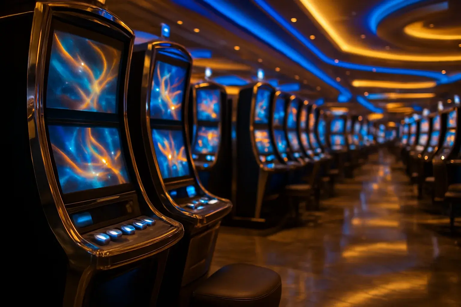 Premium Philippine casino slots floor at night inside Manila resort